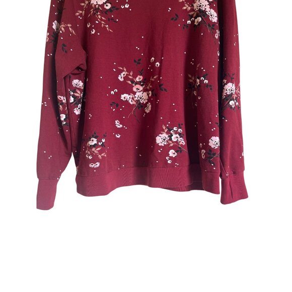 TORRID 2X Red Floral Crewneck Ponte  Sweatshirt Long Sleeve Cropped - Picture 12 of 12